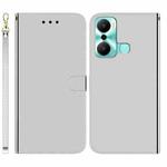 For Infinix Hot 20 Play Imitated Mirror Surface Flip Leather Phone Case(Silver)