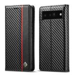 For Google Pixel 6a LC.IMEEKE Carbon Fiber Leather Phone Case(Vertical Black)