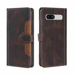 For Google Pixel 7a Skin Feel Magnetic Buckle Leather Phone Case(Brown)