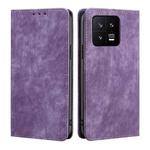 For Xiaomi 13 RFID Anti-theft Brush Magnetic Leather Phone Case(Purple)