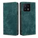 For Xiaomi 13 RFID Anti-theft Brush Magnetic Leather Phone Case(Green)