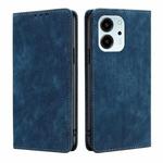 For Honor 80 SE RFID Anti-theft Brush Magnetic Leather Phone Case(Blue)