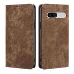 For Google Pixel 7a RFID Anti-theft Brush Magnetic Leather Phone Case(Brown)