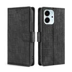 For Honor 80 SE Skin Feel Crocodile Magnetic Clasp Leather Phone Case(Black)