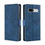 For Google Pixel 7a Skin Feel Crocodile Magnetic Clasp Leather Phone Case(Blue)