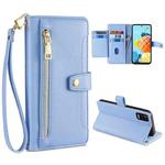 For LG K52 Sheep Texture Cross-body Zipper Wallet Leather Phone Case(Blue)