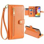 For LG Velvet Sheep Texture Cross-body Zipper Wallet Leather Phone Case(Orange)