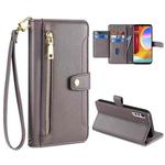 For LG Velvet Sheep Texture Cross-body Zipper Wallet Leather Phone Case(Grey)