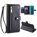 For Motorola Edge Sheep Texture Cross-body Zipper Wallet Leather Phone Case(Black)