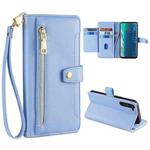 For Motorola Edge Sheep Texture Cross-body Zipper Wallet Leather Phone Case(Blue)