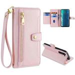 For Motorola Edge Sheep Texture Cross-body Zipper Wallet Leather Phone Case(Pink)