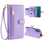 For Motorola Edge Sheep Texture Cross-body Zipper Wallet Leather Phone Case(Purple)