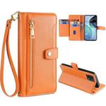 For Motorola Moto G72 4G Sheep Texture Cross-body Zipper Wallet Leather Phone Case(Orange)