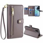 For Motorola Moto G72 4G Sheep Texture Cross-body Zipper Wallet Leather Phone Case(Grey)