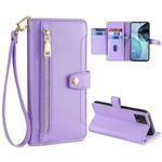 For Motorola Moto G72 4G Sheep Texture Cross-body Zipper Wallet Leather Phone Case(Purple)