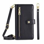 For Motorola Edge X30 Sheep Texture Cross-body Zipper Wallet Leather Phone Case(Black)