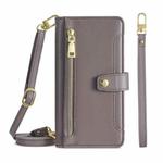 For Motorola Edge X30 Sheep Texture Cross-body Zipper Wallet Leather Phone Case(Grey)