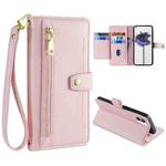 For Nothing Phone 1 Sheep Texture Cross-body Zipper Wallet Leather Phone Case(Pink)