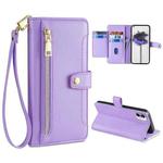 For Nothing Phone 1 Sheep Texture Cross-body Zipper Wallet Leather Phone Case(Purple)