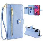 For OPPO A54 5G Sheep Texture Cross-body Zipper Wallet Leather Phone Case(Blue)