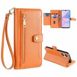 For OPPO A58 5G Sheep Texture Cross-body Zipper Wallet Leather Phone Case(Orange)