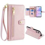 For OPPO A58 5G Sheep Texture Cross-body Zipper Wallet Leather Phone Case(Pink)