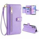For OPPO A58 5G Sheep Texture Cross-body Zipper Wallet Leather Phone Case(Purple)