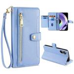 For Realme 10 Pro 5G Sheep Texture Cross-body Zipper Wallet Leather Phone Case(Blue)