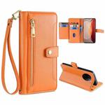 For vivo X90 Pro / X90 Pro+ Sheep Texture Cross-body Zipper Wallet Leather Phone Case(Orange)