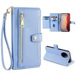 For vivo X90 Pro / X90 Pro+ Sheep Texture Cross-body Zipper Wallet Leather Phone Case(Blue)