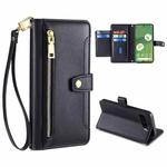 For Google Pixel 7 5G Sheep Texture Cross-body Zipper Wallet Leather Phone Case(Black)