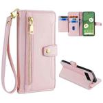 For Google Pixel 7 5G Sheep Texture Cross-body Zipper Wallet Leather Phone Case(Pink)