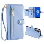 For ASUS Zenfone 9 / Zenfone 9Z Sheep Texture Cross-body Zipper Wallet Leather Phone Case(Blue)