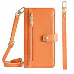 For ASUS Zenfone 8 Flip / ZS672KS Sheep Texture Cross-body Zipper Wallet Leather Phone Case(Orange)