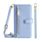For ASUS Zenfone 8 Flip / ZS672KS Sheep Texture Cross-body Zipper Wallet Leather Phone Case(Blue)