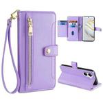 For Huawei Nova 10 SE Sheep Texture Cross-body Zipper Wallet Leather Phone Case(Purple)