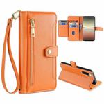 For Sony Xperia 5 IV Sheep Texture Cross-body Zipper Wallet Leather Phone Case(Orange)