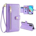 For Xiaomi Redmi Note 11 4G Global / Note 11S Sheep Texture Cross-body Zipper Wallet Leather Phone Case(Purple)