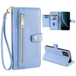 For ZTE Blabe V30 Sheep Texture Cross-body Zipper Wallet Leather Phone Case(Blue)