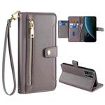 For ZTE Blabe V30 Sheep Texture Cross-body Zipper Wallet Leather Phone Case(Grey)