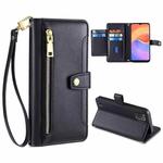 For ZTE Blade A52 Lite Sheep Texture Cross-body Zipper Wallet Leather Phone Case(Black)