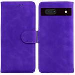 For Google Pixel 7a Skin Feel Pure Color Flip Leather Phone Case(Purple)