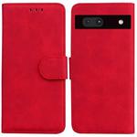 For Google Pixel 7a Skin Feel Pure Color Flip Leather Phone Case(Red)