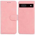 For Google Pixel 7a Skin Feel Pure Color Flip Leather Phone Case(Pink)