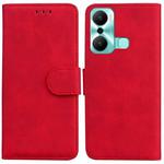 For Infinix Hot 20 Play Skin Feel Pure Color Flip Leather Phone Case(Red)