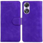 For OPPO A58 Skin Feel Pure Color Flip Leather Phone Case(Purple)