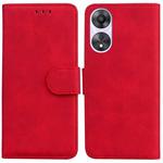 For OPPO A58 Skin Feel Pure Color Flip Leather Phone Case(Red)