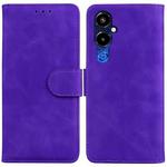 For Tecno Pova 4 Pro Skin Feel Pure Color Flip Leather Phone Case(Purple)