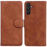 For Samsung Galaxy A34 5G Skin Feel Pure Color Flip Leather Phone Case(Brown)