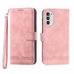 For Motorola Moto G52 4G/G82 5G/G71S Dierfeng Dream Line TPU + PU Leather Phone Case(Pink)